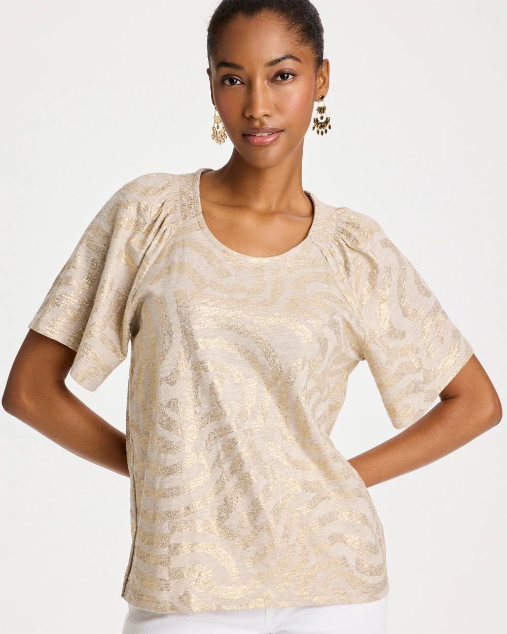 Shirred Elbow Sleeve Tee | Chico's